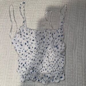 Floral White and Blue Kid’s Top